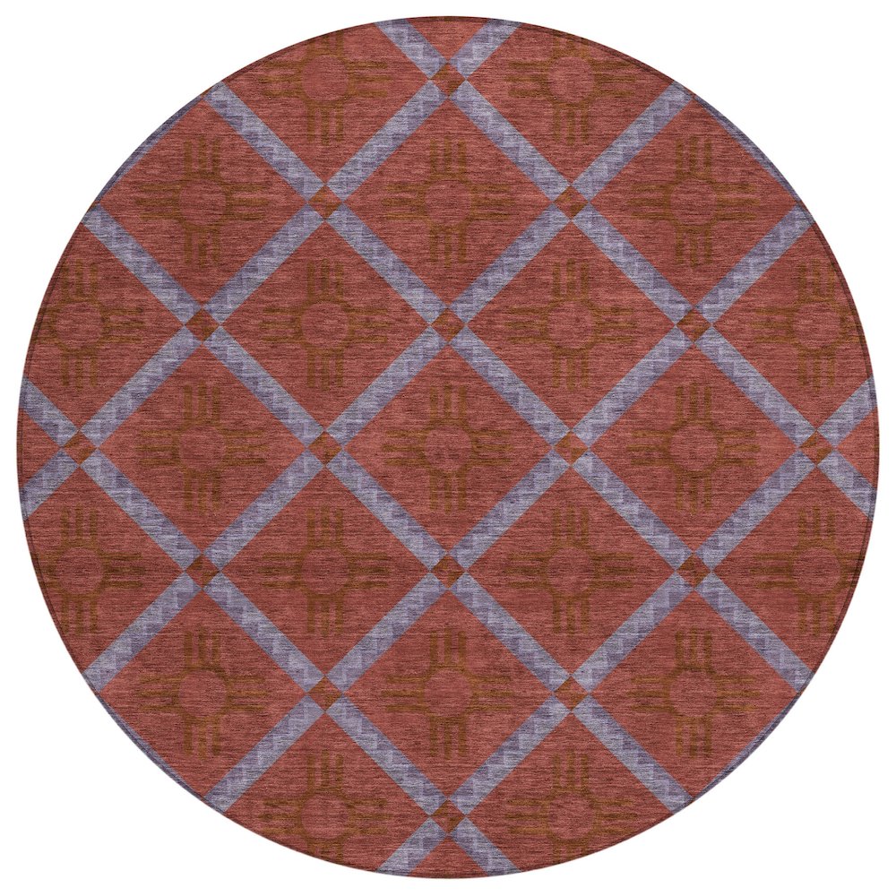 Machine Washable Indoor/Outdoor Chantille ACN2686 Red 8' x 8' Round Rug. Picture 1