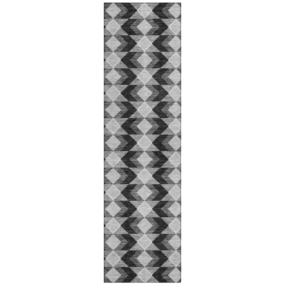 Machine Washable Indoor/Outdoor Chantille ACN2687 Black 2'3" x 7'6" Runner Rug. Picture 1