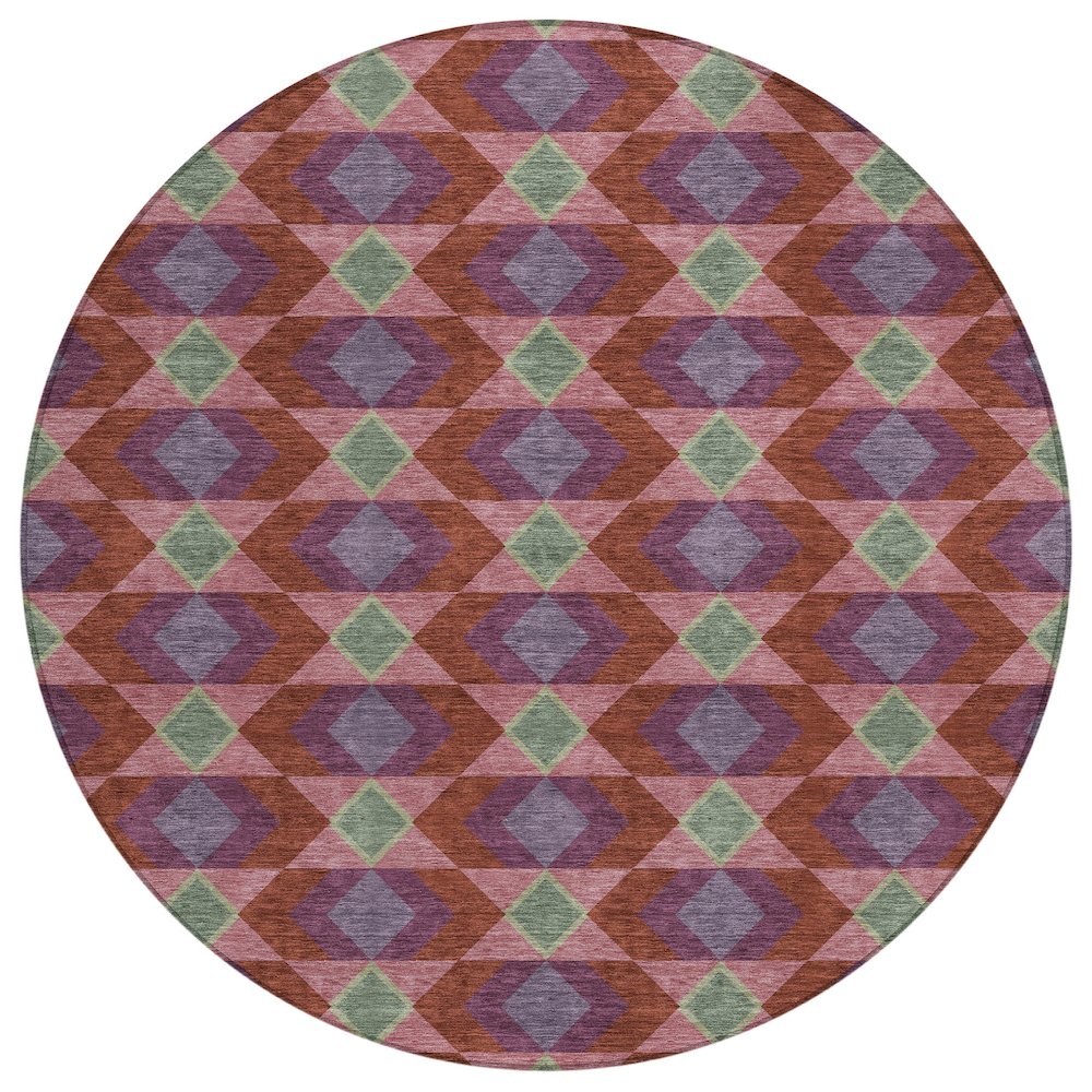 Machine Washable Indoor/Outdoor Chantille ACN2687 Red 8' x 8' Round Rug. Picture 1