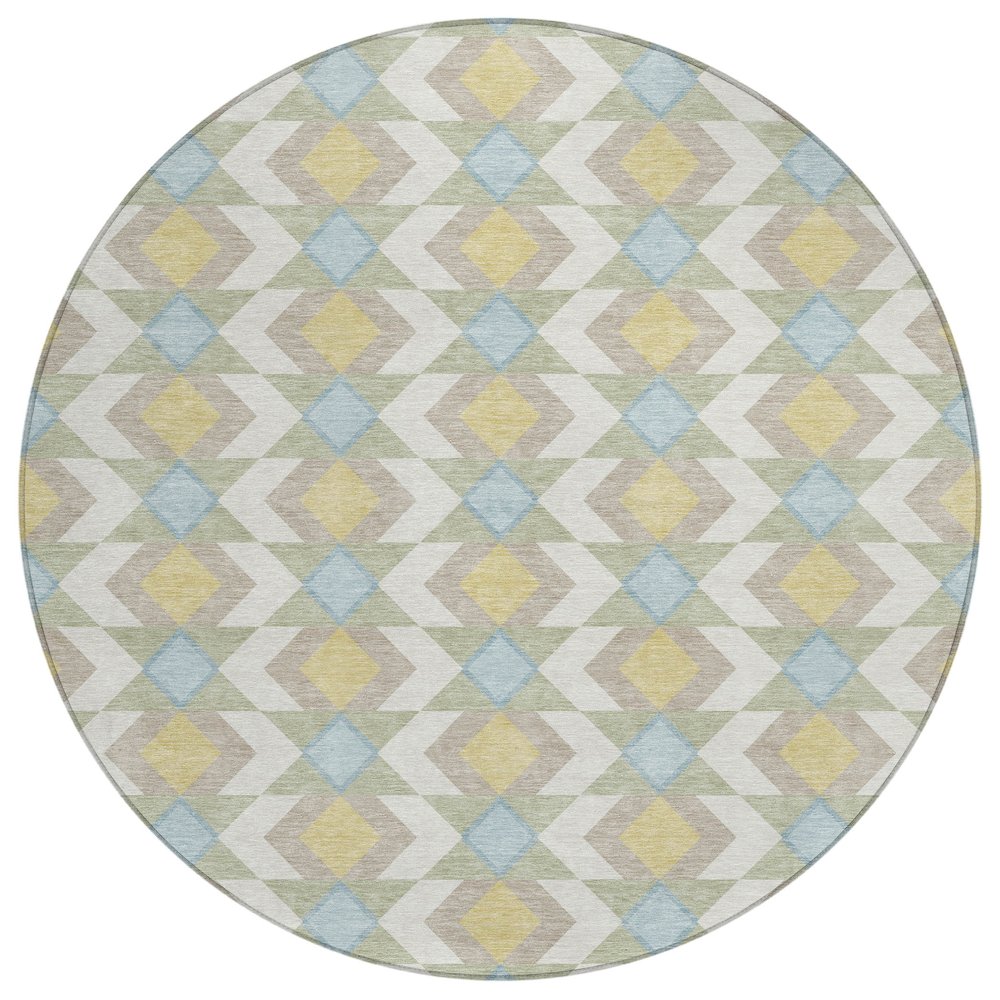 Machine Washable Indoor/Outdoor Chantille ACN2687 Ivory 8' x 8' Round Rug. Picture 1