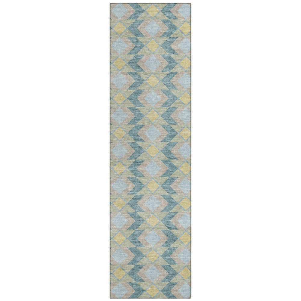Machine Washable Indoor/Outdoor Chantille ACN2687 Teal 2'3" x 7'6" Runner Rug. Picture 1