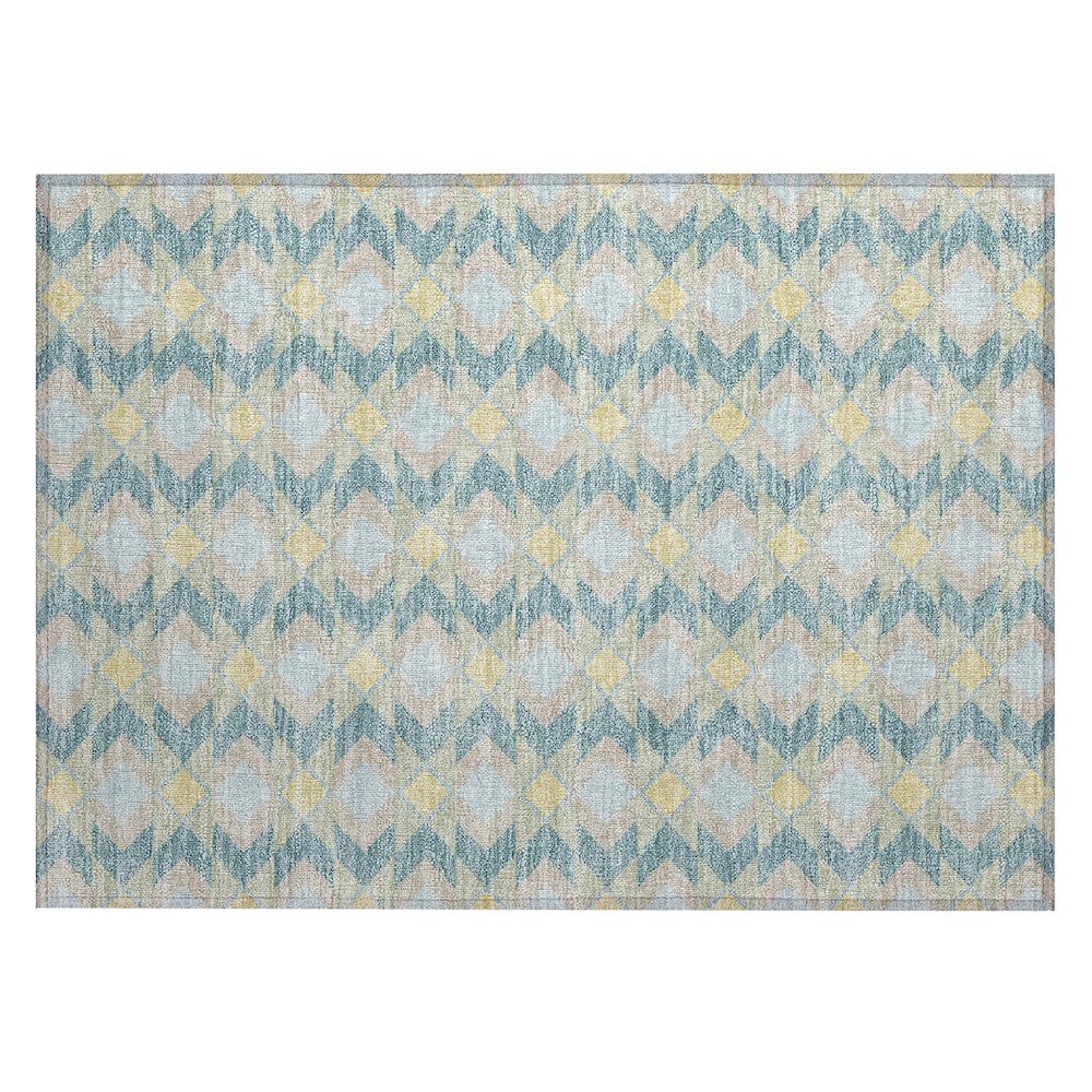 Machine Washable Indoor/Outdoor Chantille ACN2687 Teal 1'8" x 2'6" Rug. Picture 1