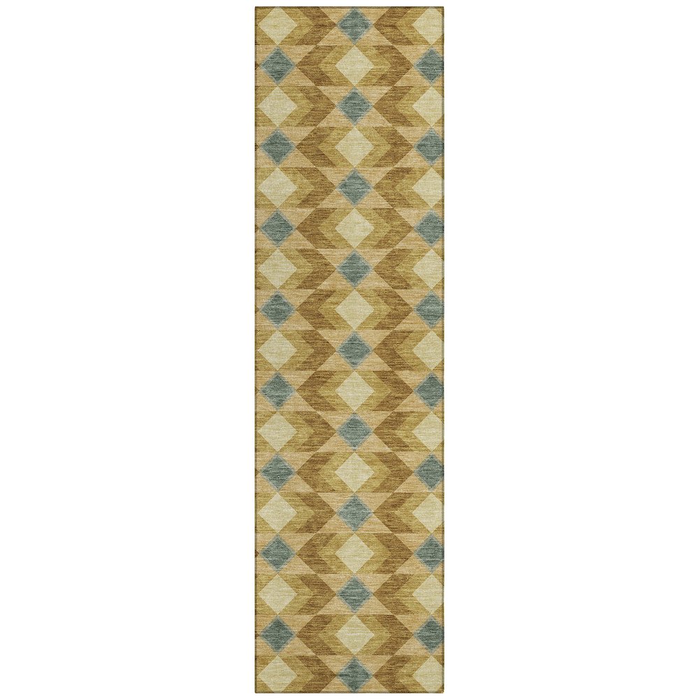 Machine Washable Indoor/Outdoor Chantille ACN2687 Gold 2'3" x 7'6" Runner Rug. Picture 1