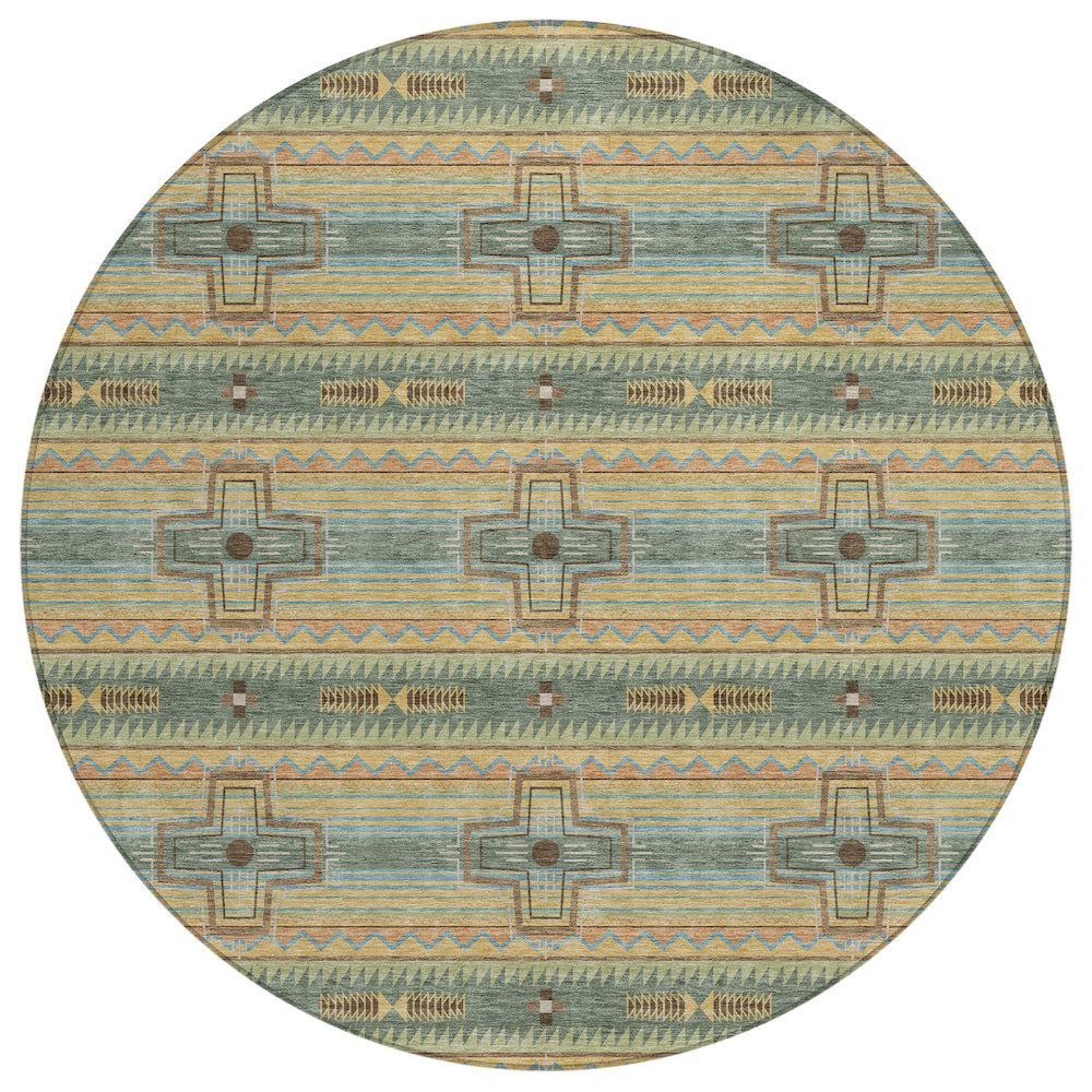 Machine Washable Indoor/Outdoor Chantille ACN2688 Green 8' x 8' Round Rug. Picture 1