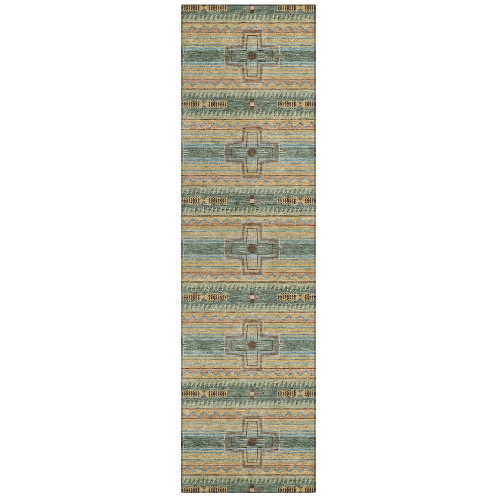 Machine Washable Indoor/Outdoor Chantille ACN2688 Green 2'3" x 7'6" Runner Rug. Picture 1