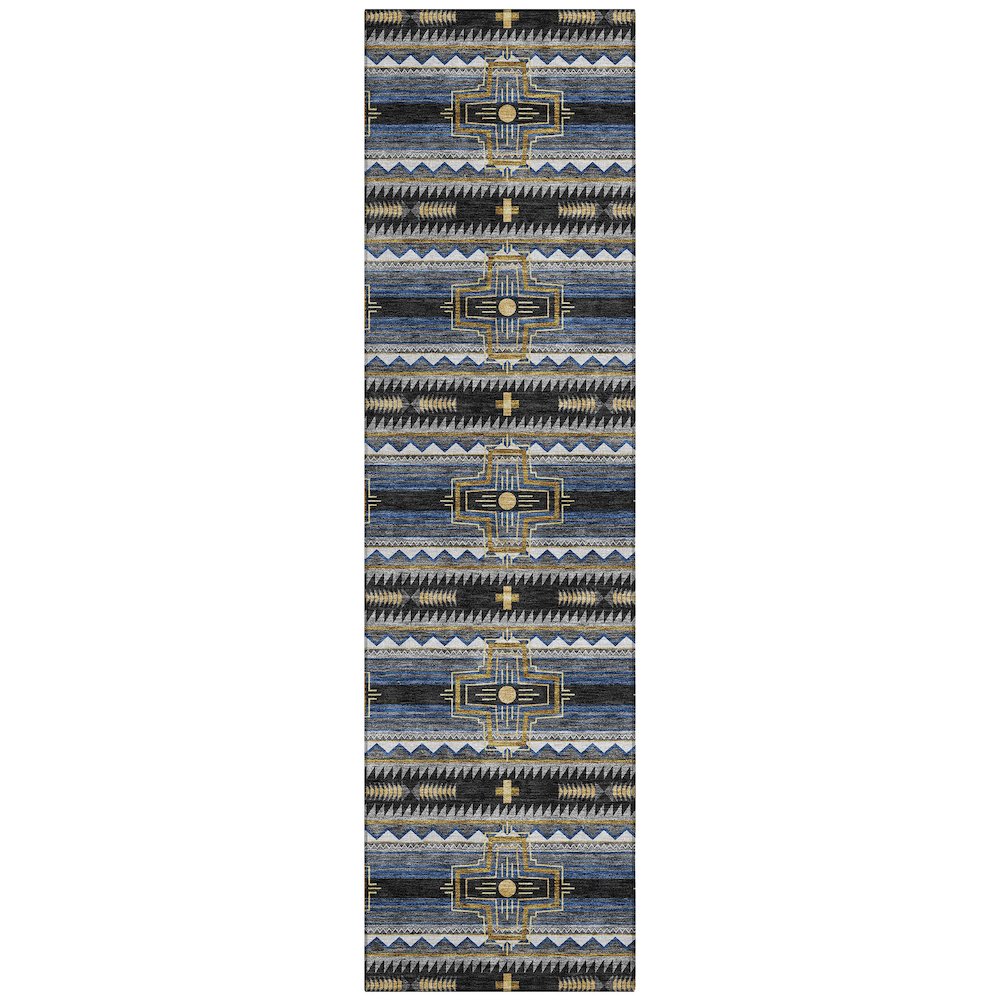 Machine Washable Indoor/Outdoor Chantille ACN2688 Black 2'3" x 7'6" Runner Rug. Picture 1