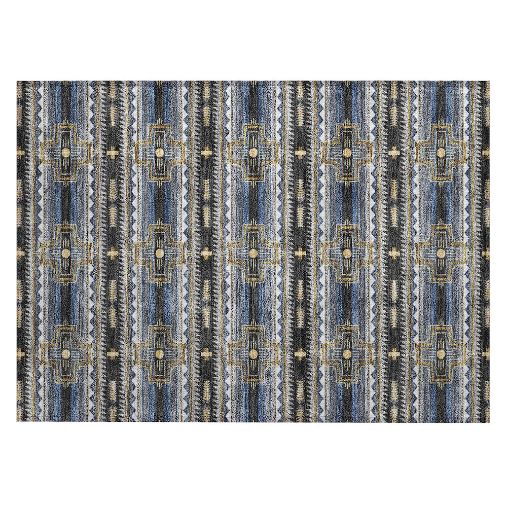 Machine Washable Indoor/Outdoor Chantille ACN2688 Black 1'8" x 2'6" Rug. Picture 1
