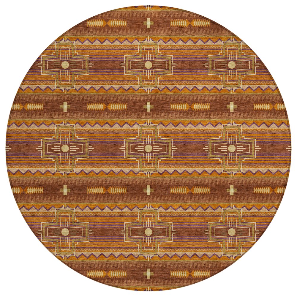 Machine Washable Indoor/Outdoor Chantille ACN2688 Red 8' x 8' Round Rug. Picture 1