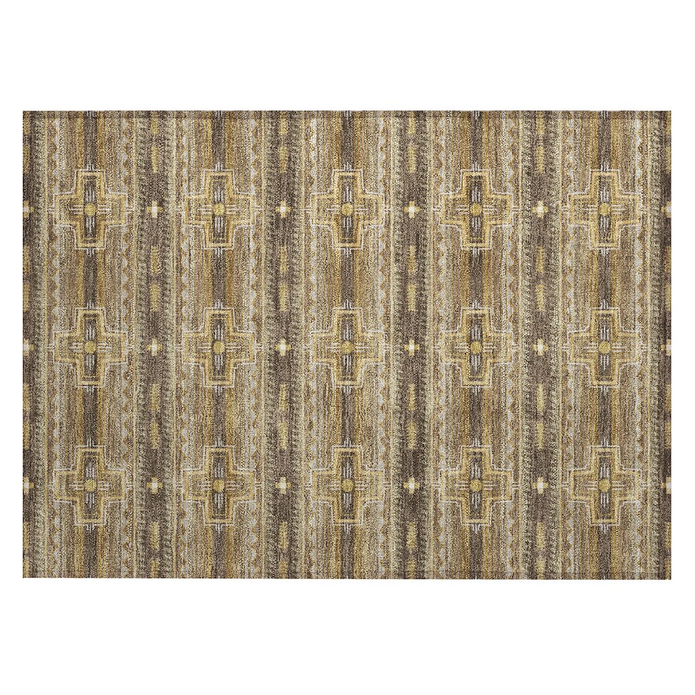 Machine Washable Indoor/Outdoor Chantille ACN2688 Brown 1'8" x 2'6" Rug. Picture 1