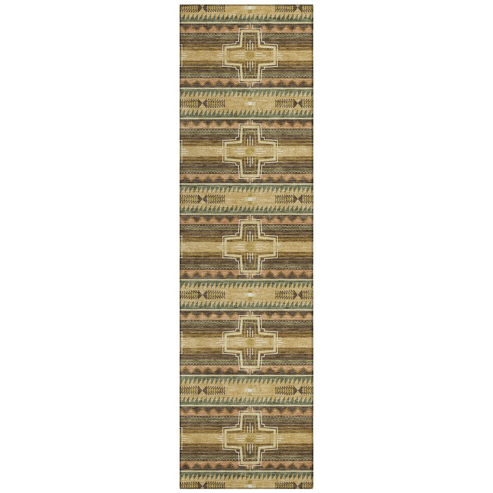 Machine Washable Indoor/Outdoor Chantille ACN2688 Gold 2'3" x 7'6" Runner Rug. Picture 1