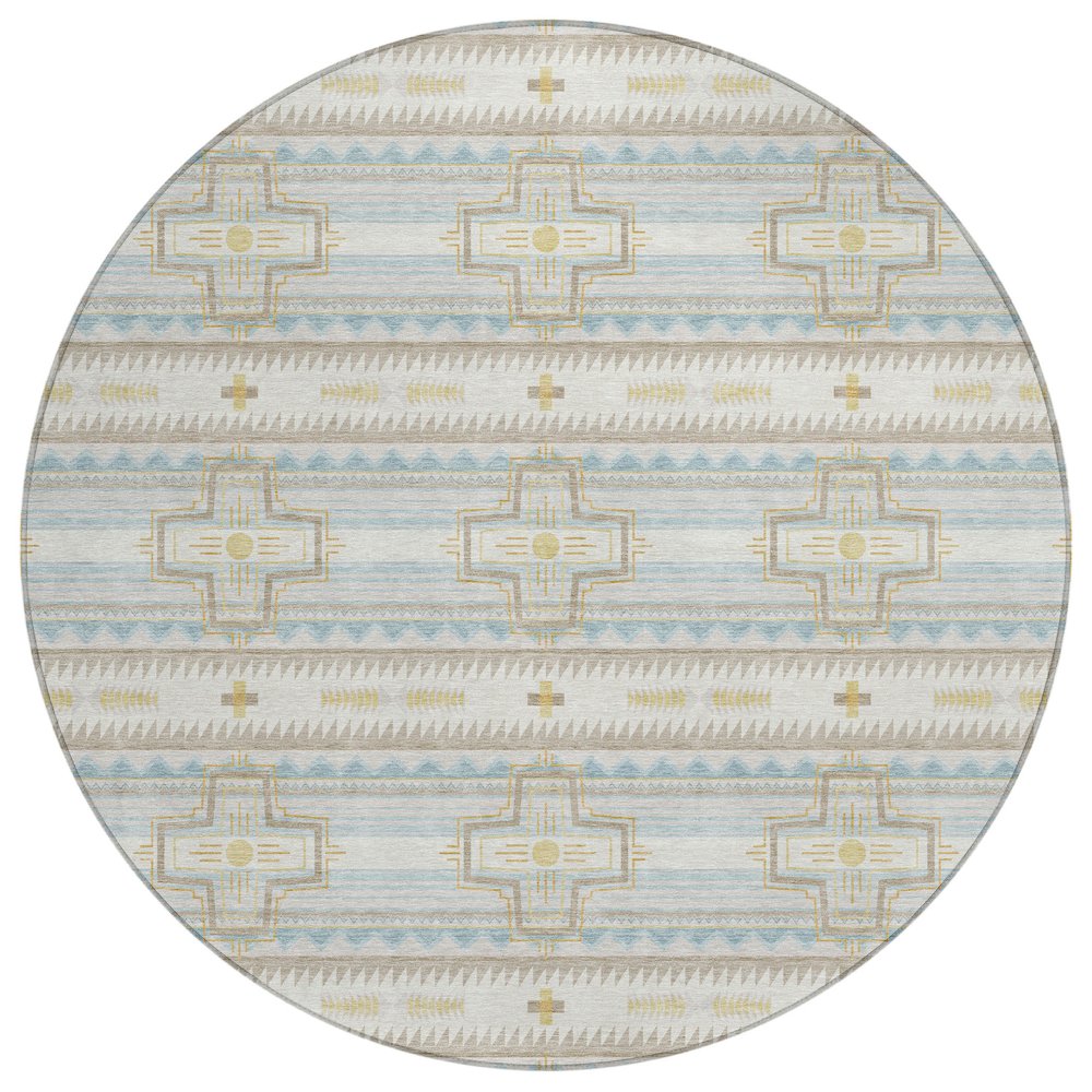 Machine Washable Indoor/Outdoor Chantille ACN2688 Ivory 8' x 8' Round Rug. Picture 1