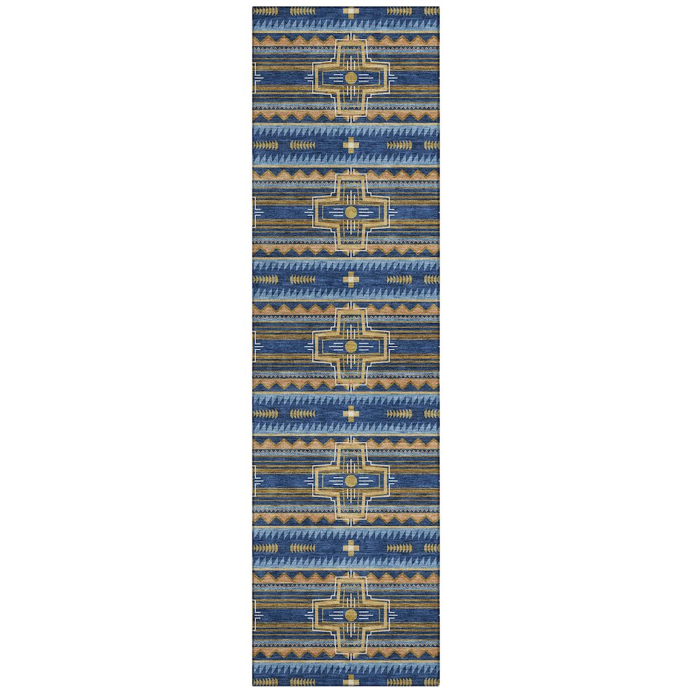 Machine Washable Indoor/Outdoor Chantille ACN2688 Blue 2'3" x 7'6" Runner Rug. Picture 1
