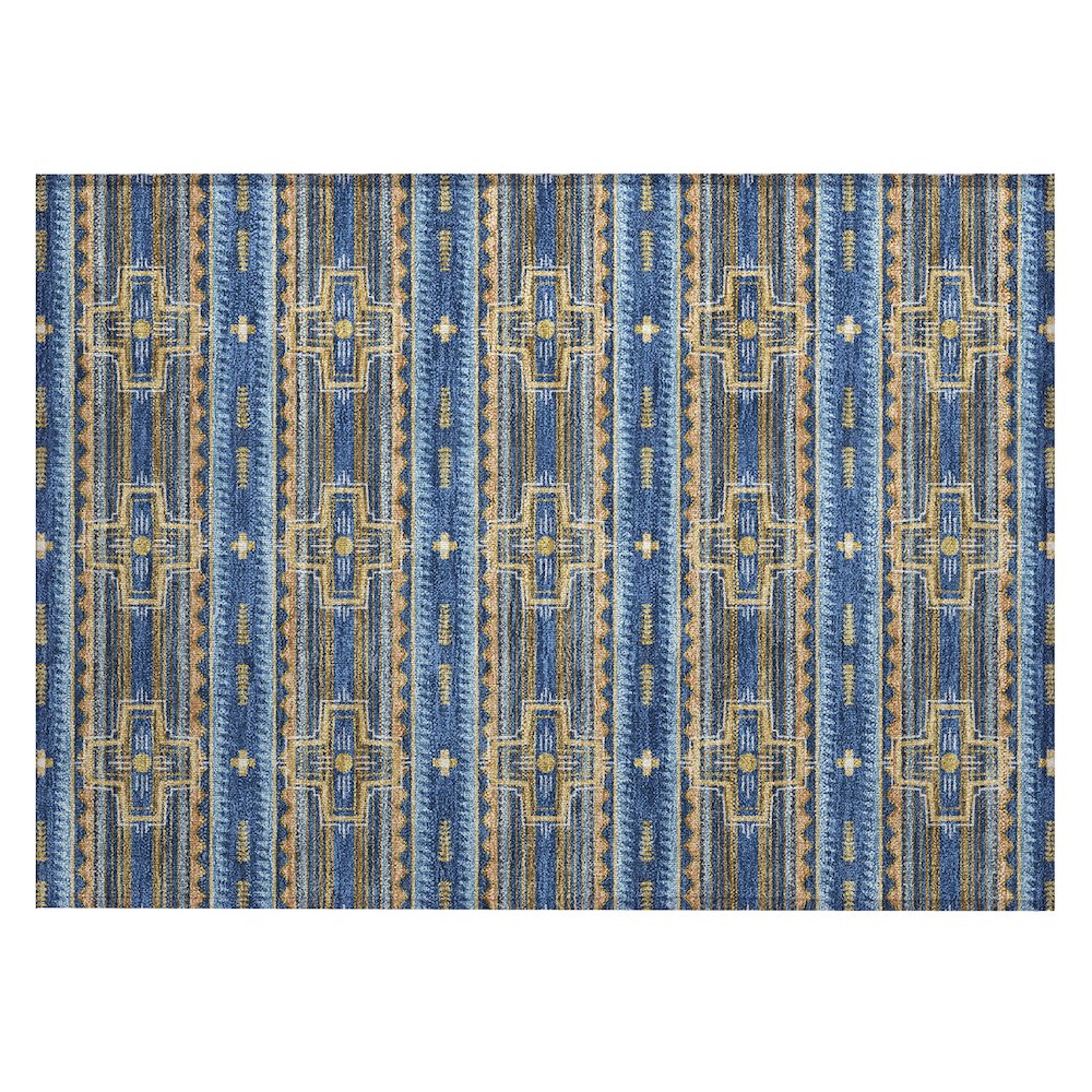 Machine Washable Indoor/Outdoor Chantille ACN2688 Blue 1'8" x 2'6" Rug. Picture 1