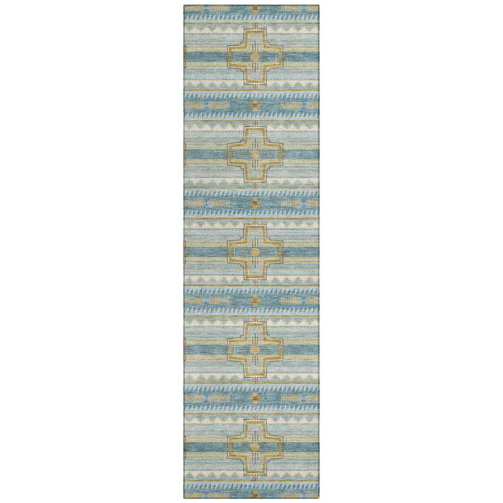 Machine Washable Indoor/Outdoor Chantille ACN2688 Teal 2'3" x 7'6" Runner Rug. Picture 1
