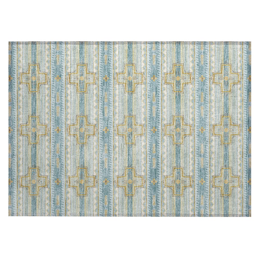 Machine Washable Indoor/Outdoor Chantille ACN2688 Teal 1'8" x 2'6" Rug. Picture 1