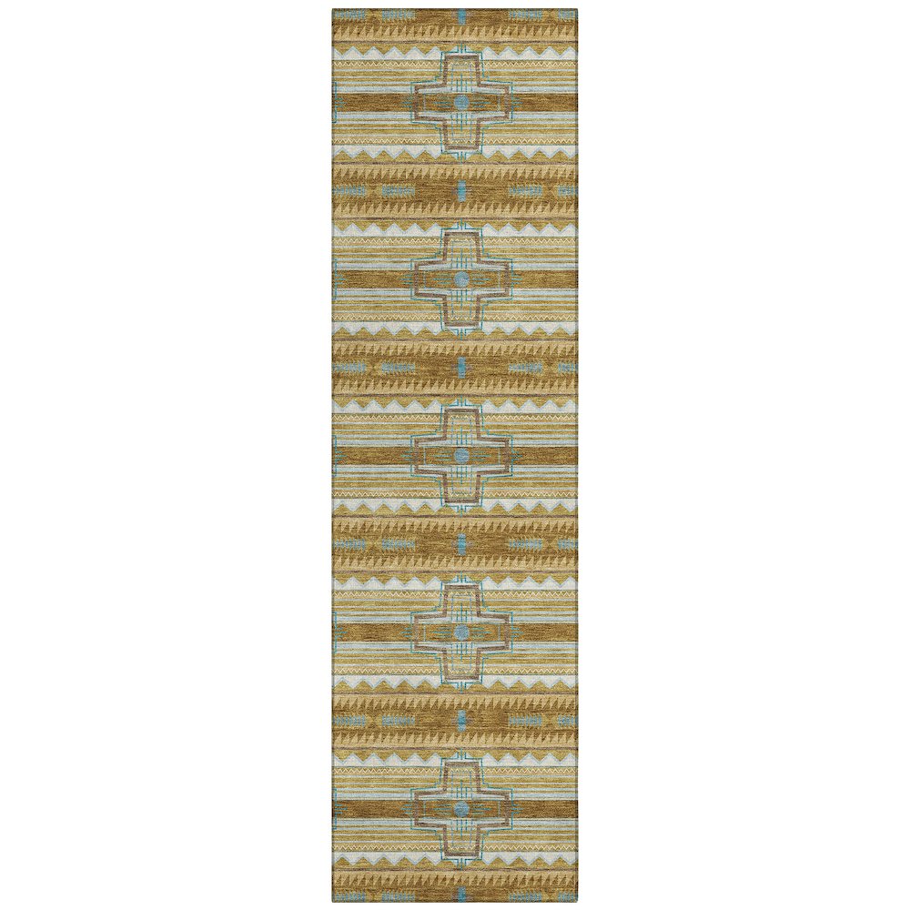 Machine Washable Indoor/Outdoor Chantille ACN2688 Gold 2'3" x 7'6" Runner Rug. Picture 1