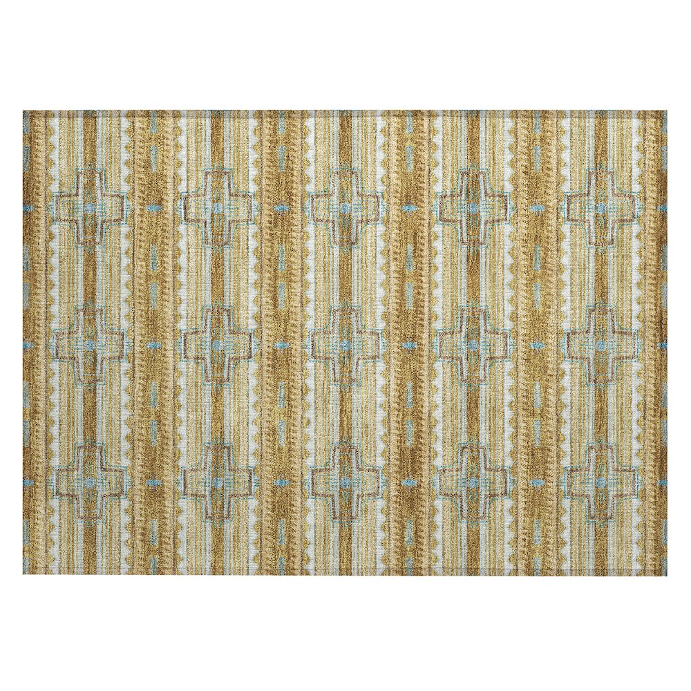 Machine Washable Indoor/Outdoor Chantille ACN2688 Gold 1'8" x 2'6" Rug. Picture 1