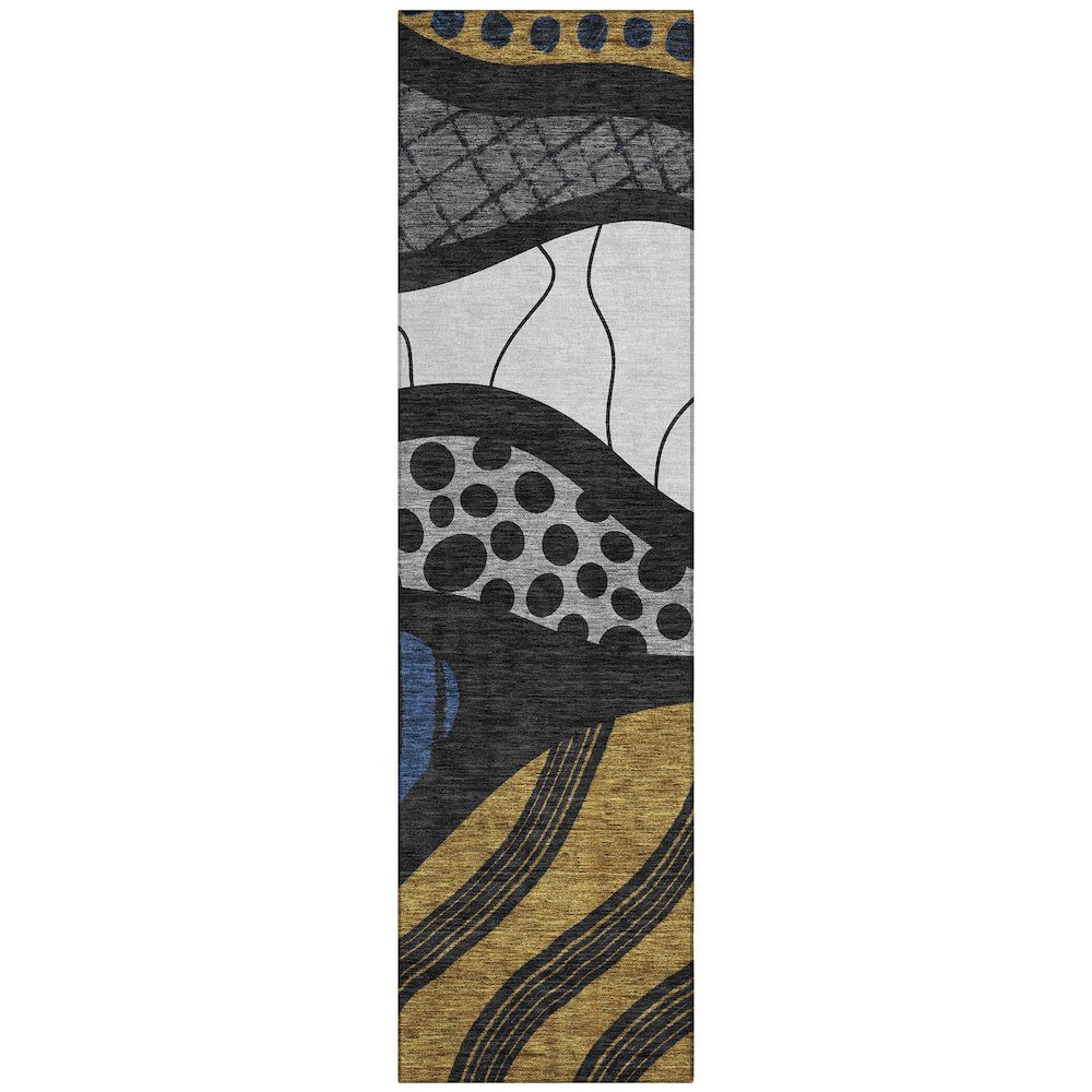 Machine Washable Indoor/Outdoor Chantille ACN2689 Black 2'3" x 7'6" Runner Rug. Picture 1