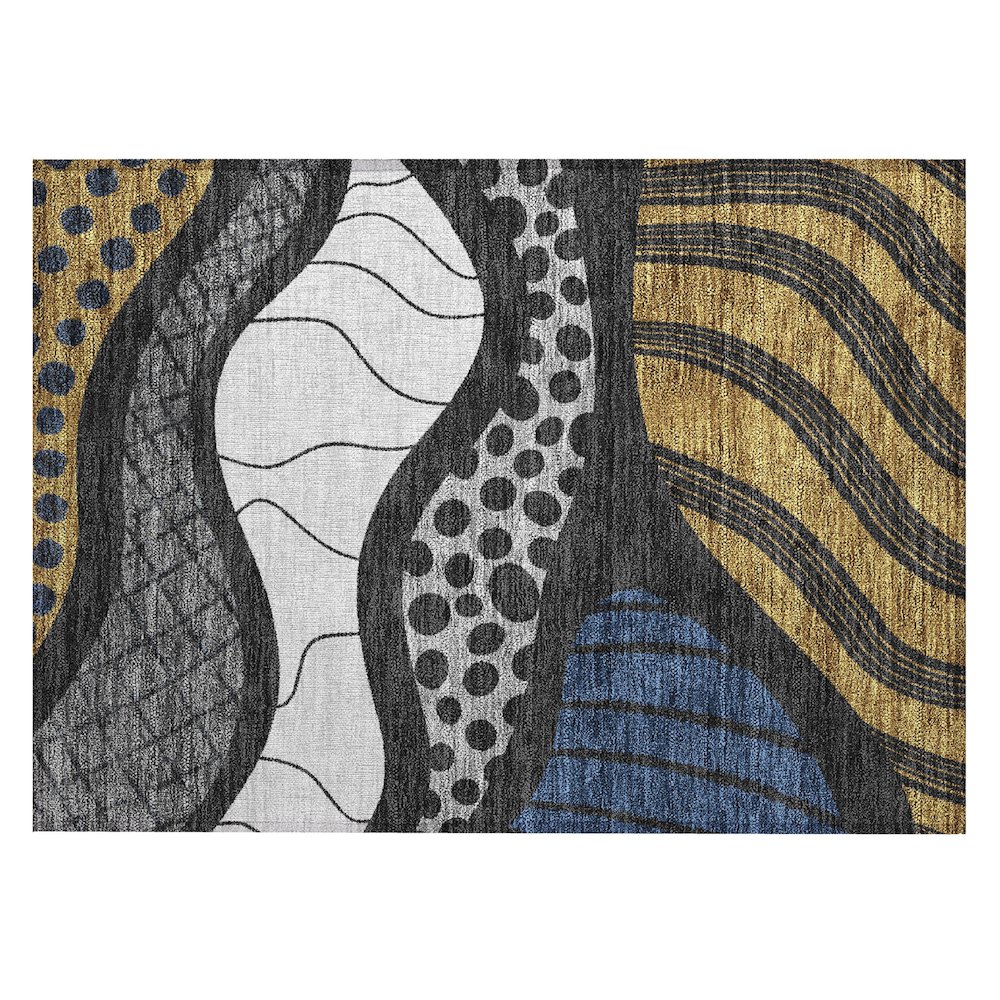 Machine Washable Indoor/Outdoor Chantille ACN2689 Black 1'8" x 2'6" Rug. Picture 1