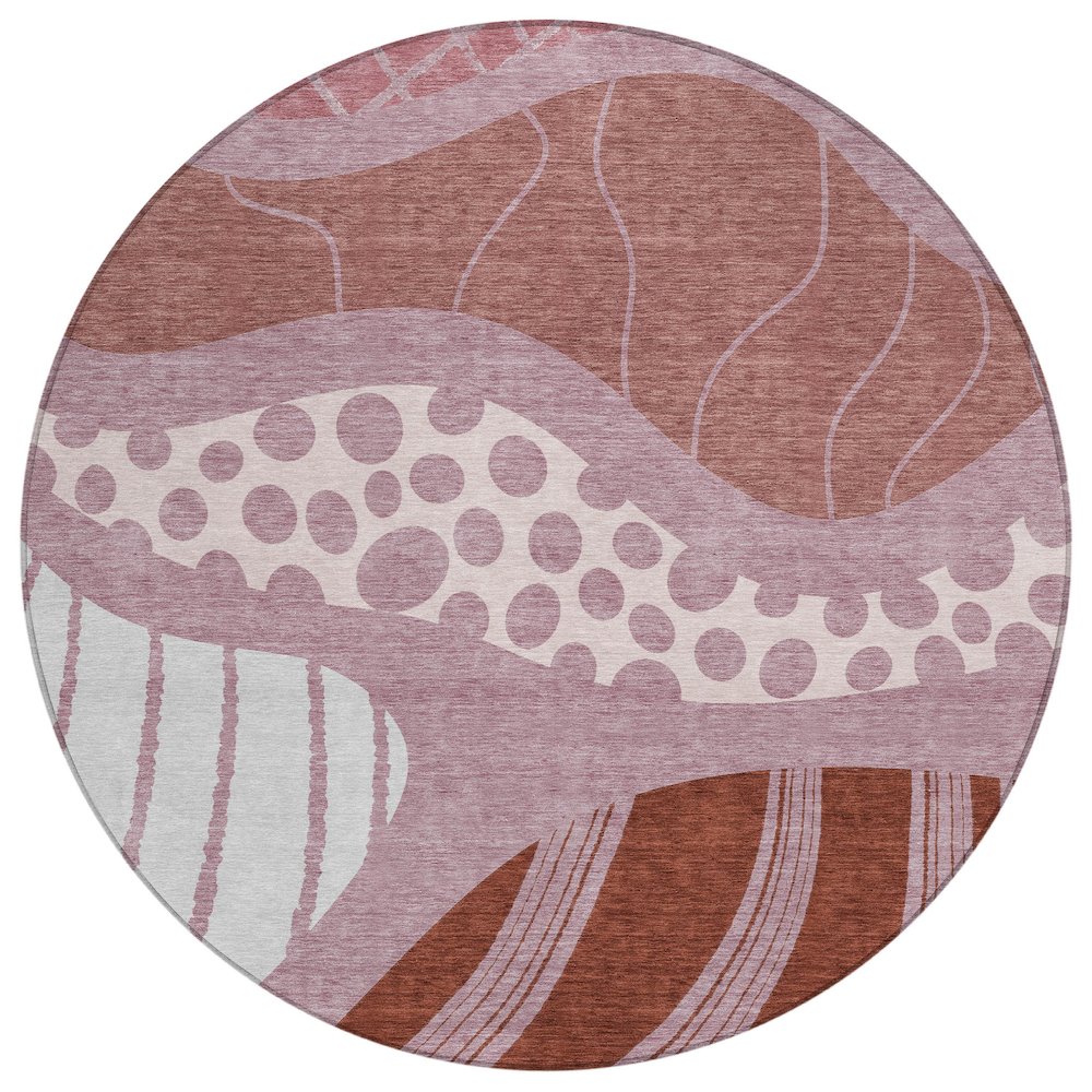 Machine Washable Indoor/Outdoor Chantille ACN2689 Pink 8' x 8' Round Rug. Picture 1