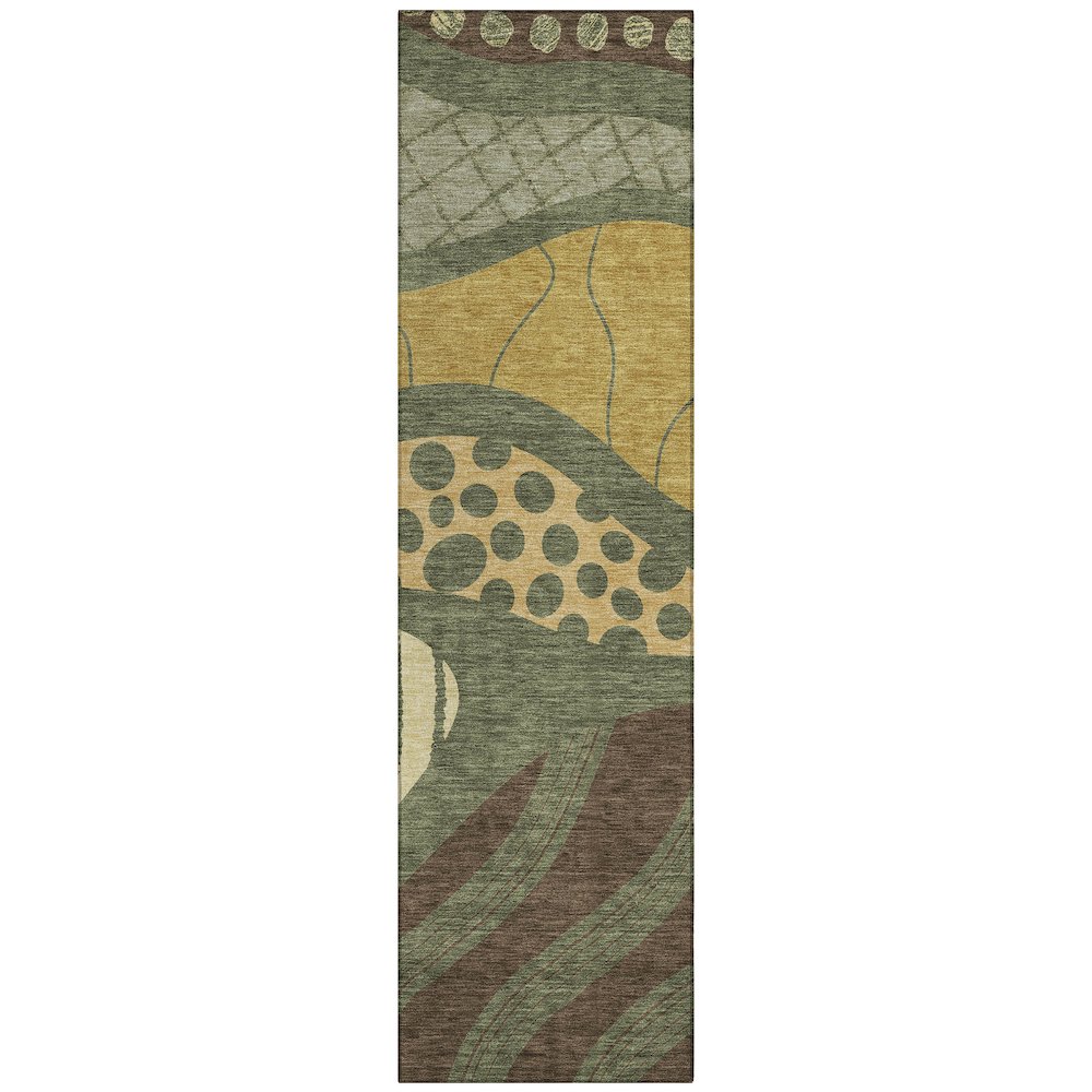 Machine Washable Indoor/Outdoor Chantille ACN2689 Green 2'3" x 7'6" Runner Rug. Picture 1
