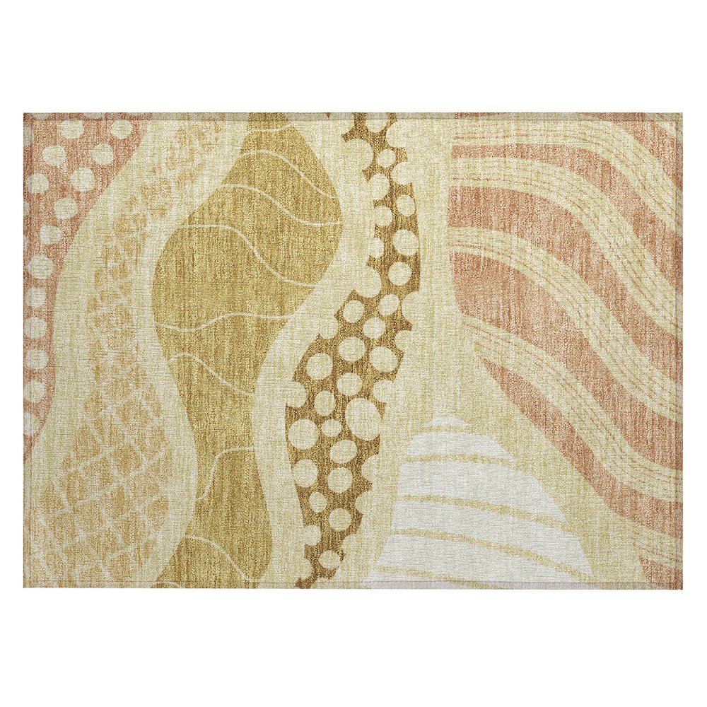 Machine Washable Indoor/Outdoor Chantille ACN2689 Gold 1'8" x 2'6" Rug. Picture 1