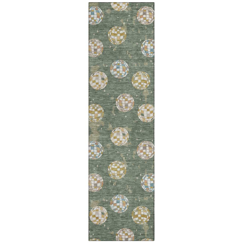 Machine Washable Indoor/Outdoor Chantille ACN2690 Green 2'3" x 7'6" Runner Rug. Picture 1