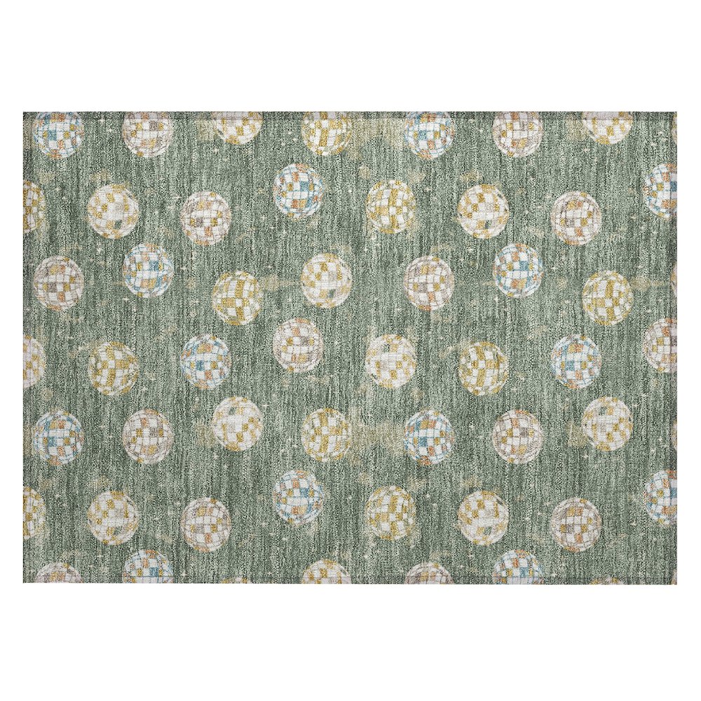 Machine Washable Indoor/Outdoor Chantille ACN2690 Green 1'8" x 2'6" Rug. Picture 1