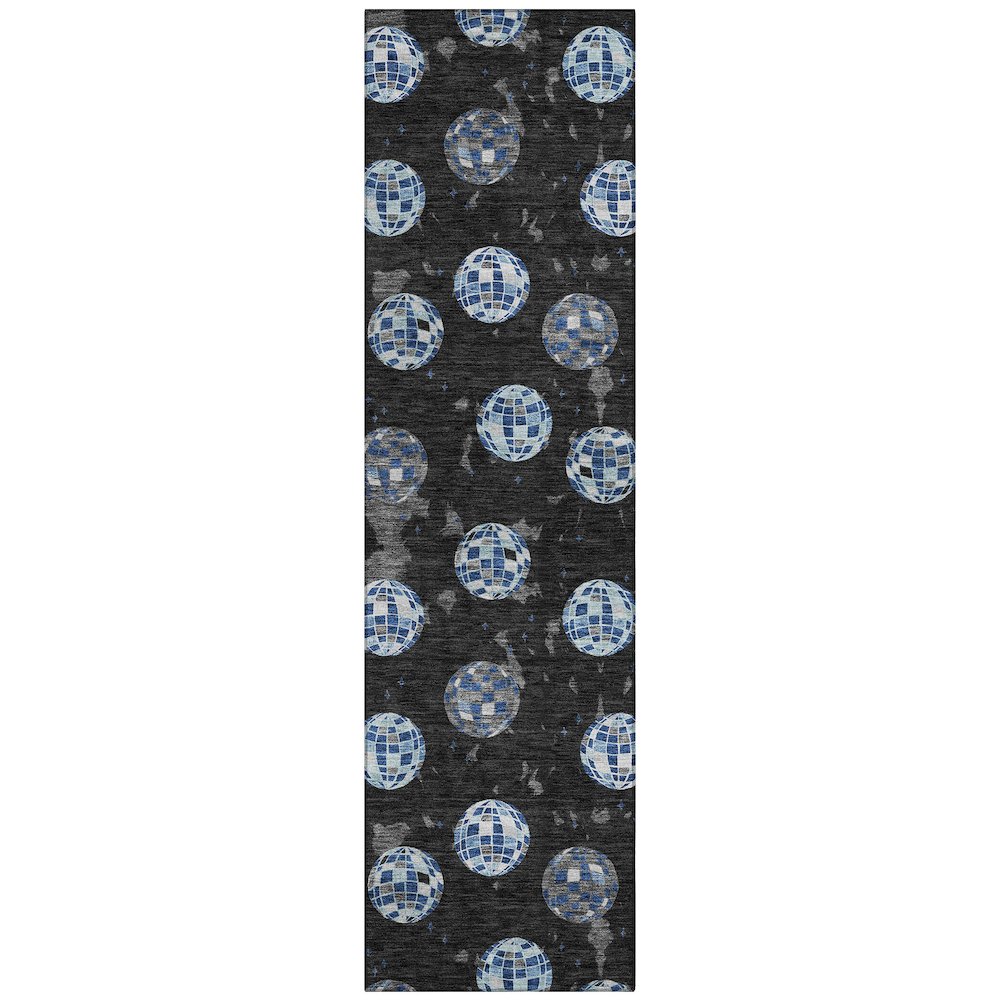 Machine Washable Indoor/Outdoor Chantille ACN2690 Black 2'3" x 7'6" Runner Rug. Picture 1