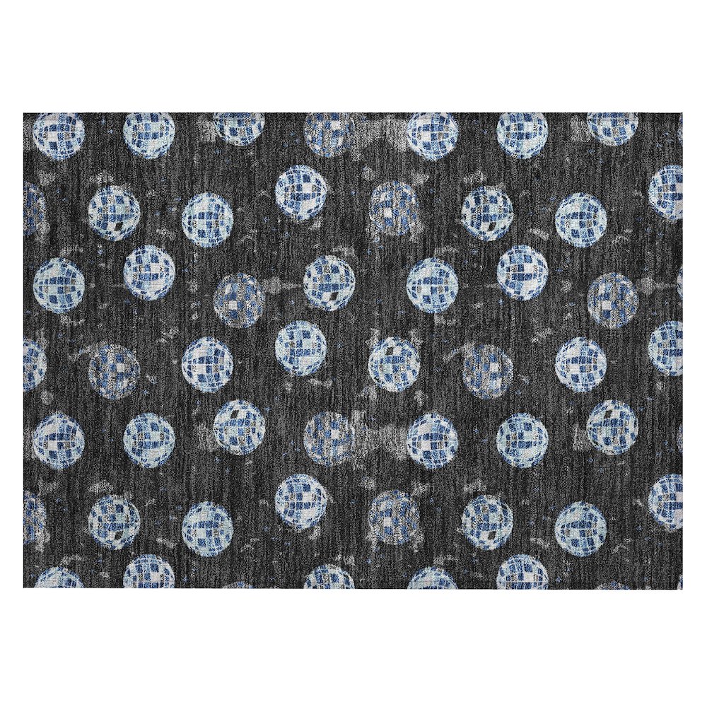 Machine Washable Indoor/Outdoor Chantille ACN2690 Black 1'8" x 2'6" Rug. Picture 1