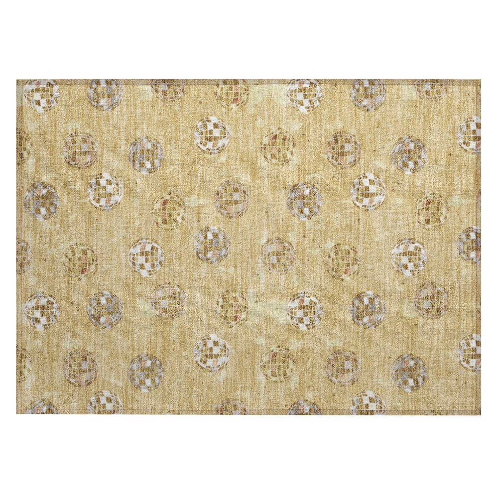 Machine Washable Indoor/Outdoor Chantille ACN2690 Gold 1'8" x 2'6" Rug. Picture 1