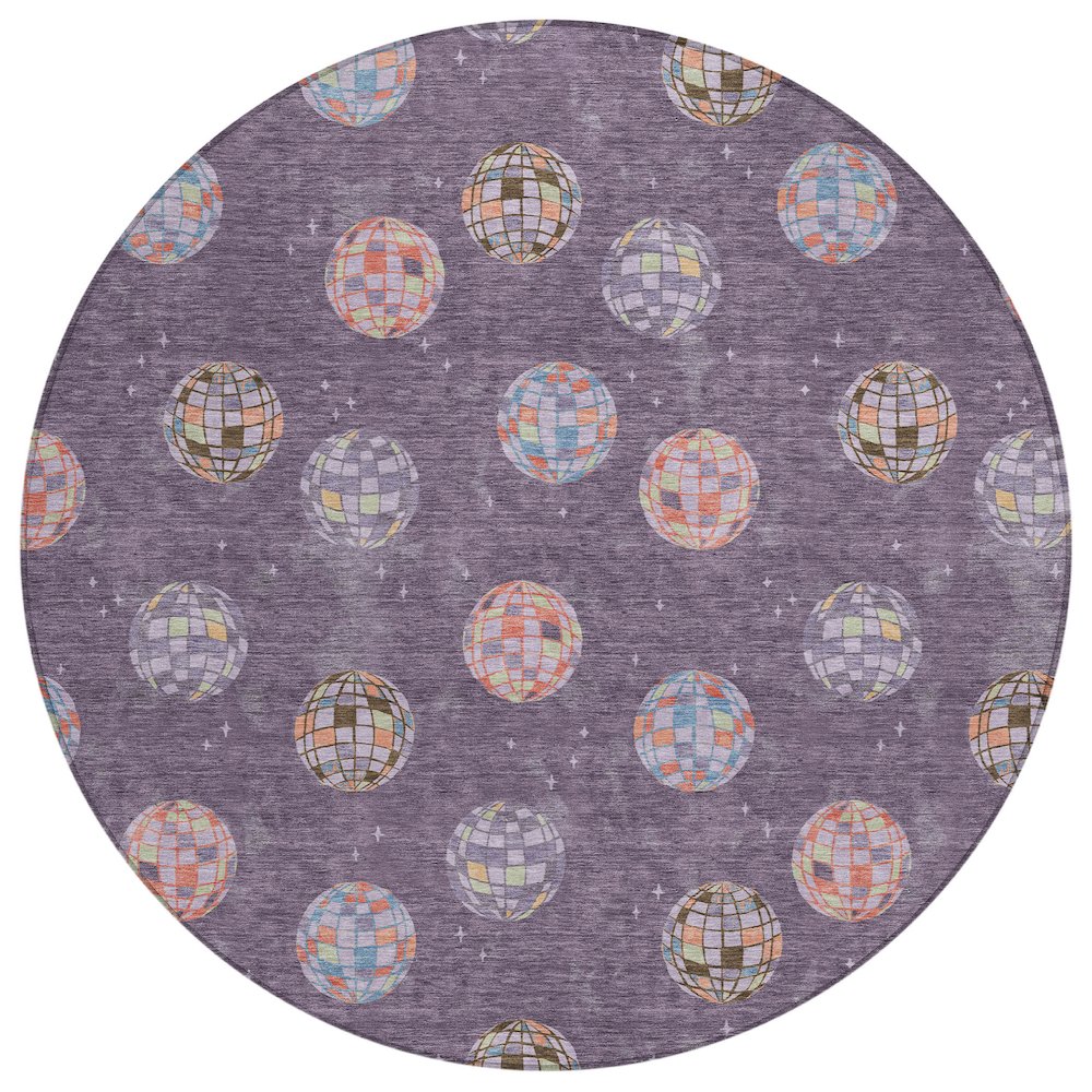 Machine Washable Indoor/Outdoor Chantille ACN2690 Purple 8' x 8' Round Rug. Picture 1