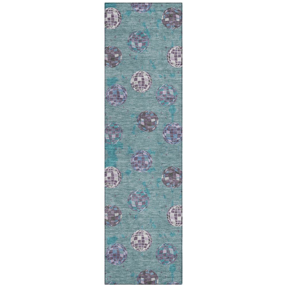 Machine Washable Indoor/Outdoor Chantille ACN2690 Teal 2'3" x 7'6" Runner Rug. Picture 1