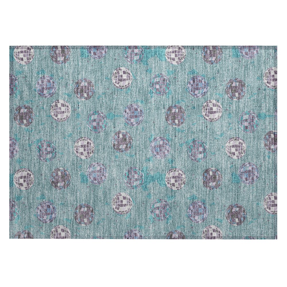 Machine Washable Indoor/Outdoor Chantille ACN2690 Teal 1'8" x 2'6" Rug. Picture 1