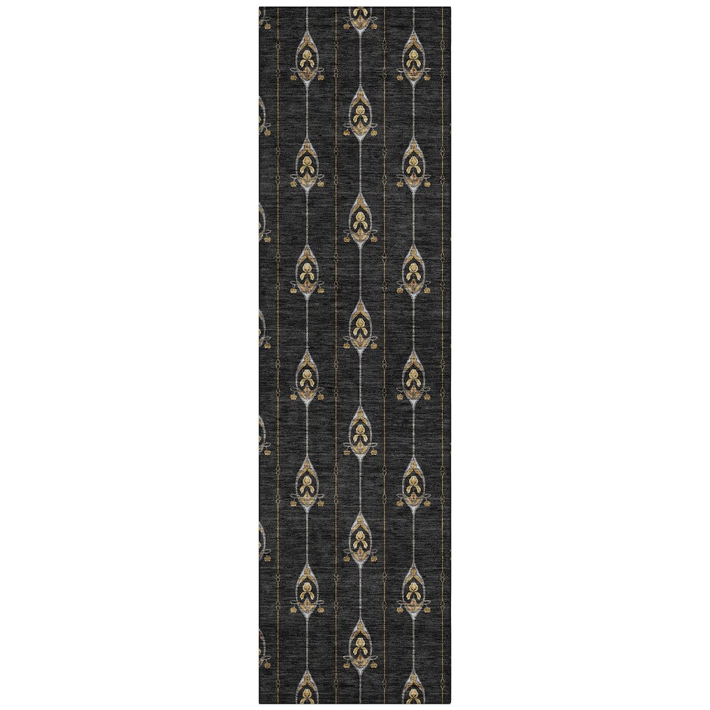Machine Washable Indoor/Outdoor Chantille ACN2691 Black 2'3" x 7'6" Runner Rug. Picture 1