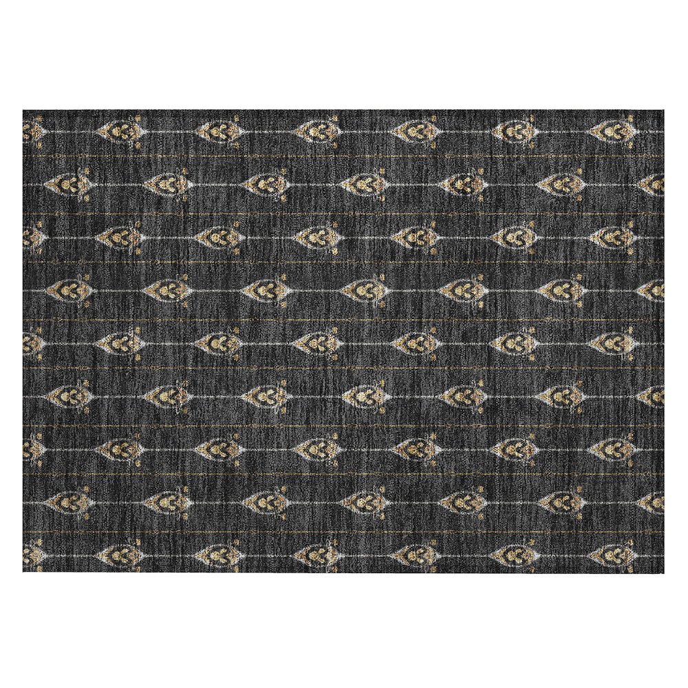 Machine Washable Indoor/Outdoor Chantille ACN2691 Black 1'8" x 2'6" Rug. Picture 1