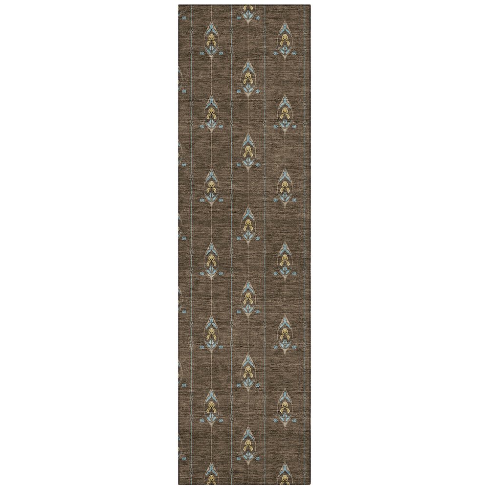Machine Washable Indoor/Outdoor Chantille ACN2691 Brown 2'3" x 7'6" Runner Rug. Picture 1