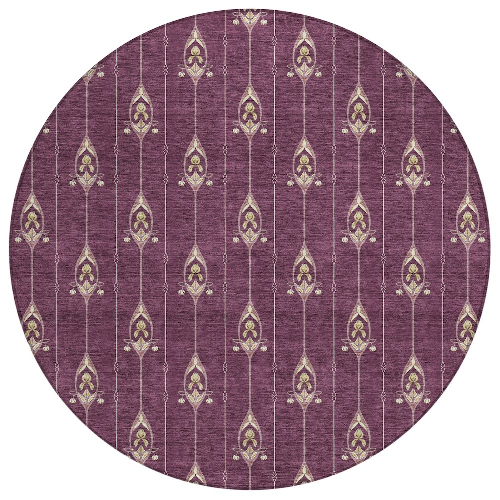 Machine Washable Indoor/Outdoor Chantille ACN2691 Purple 8' x 8' Round Rug. Picture 1