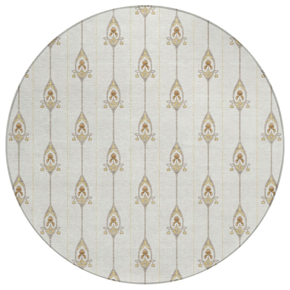 Machine Washable Indoor/Outdoor Chantille ACN2691 Ivory 8' x 8' Round Rug. Picture 1