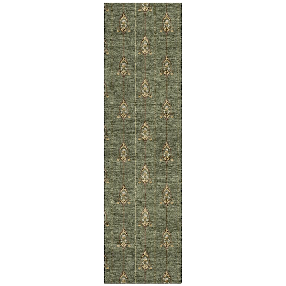 Machine Washable Indoor/Outdoor Chantille ACN2691 Green 2'3" x 7'6" Runner Rug. Picture 1