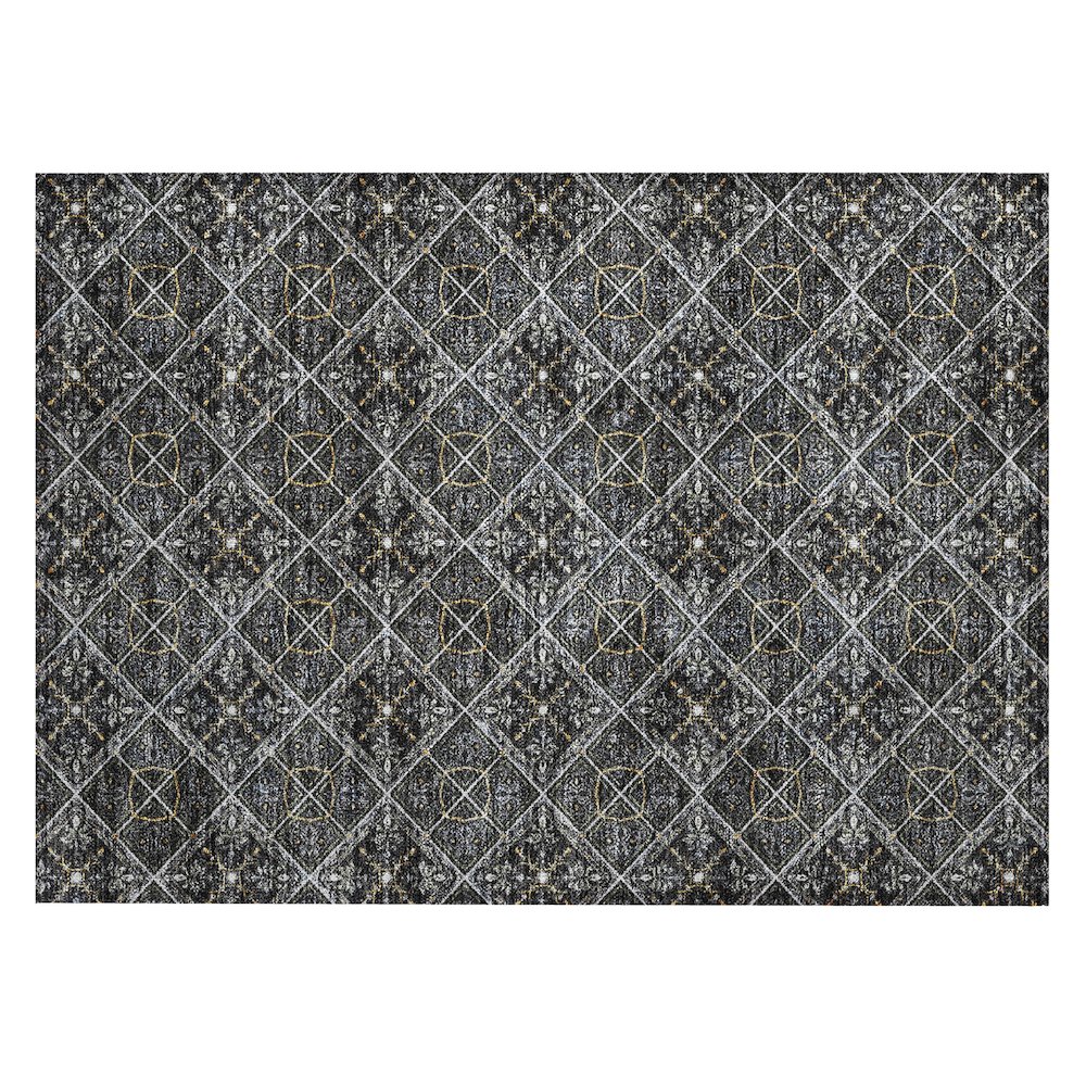 Machine Washable Indoor/Outdoor Chantille ACN2692 Black 1'8" x 2'6" Rug. Picture 1
