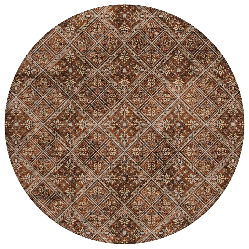 Machine Washable Indoor/Outdoor Chantille ACN2692 Red 8' x 8' Round Rug. Picture 1