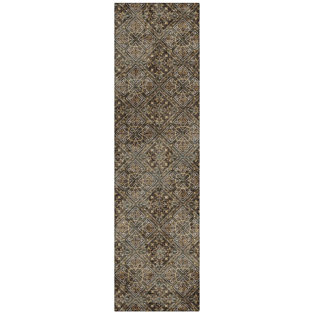 Machine Washable Indoor/Outdoor Chantille ACN2692 Brown 2'3" x 7'6" Runner Rug. Picture 1