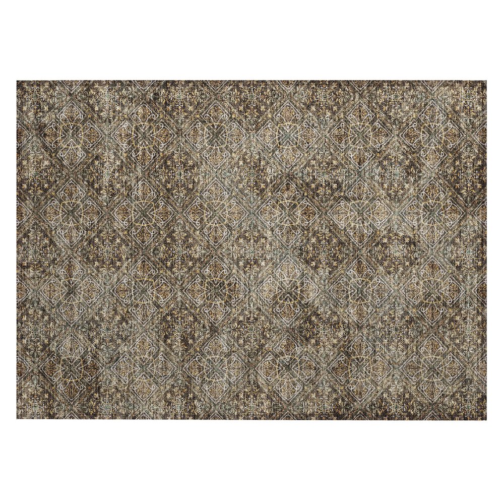 Machine Washable Indoor/Outdoor Chantille ACN2692 Brown 1'8" x 2'6" Rug. Picture 1