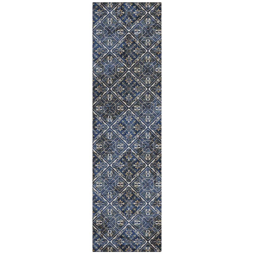 Machine Washable Indoor/Outdoor Chantille ACN2692 Blue 2'3" x 7'6" Runner Rug. Picture 1