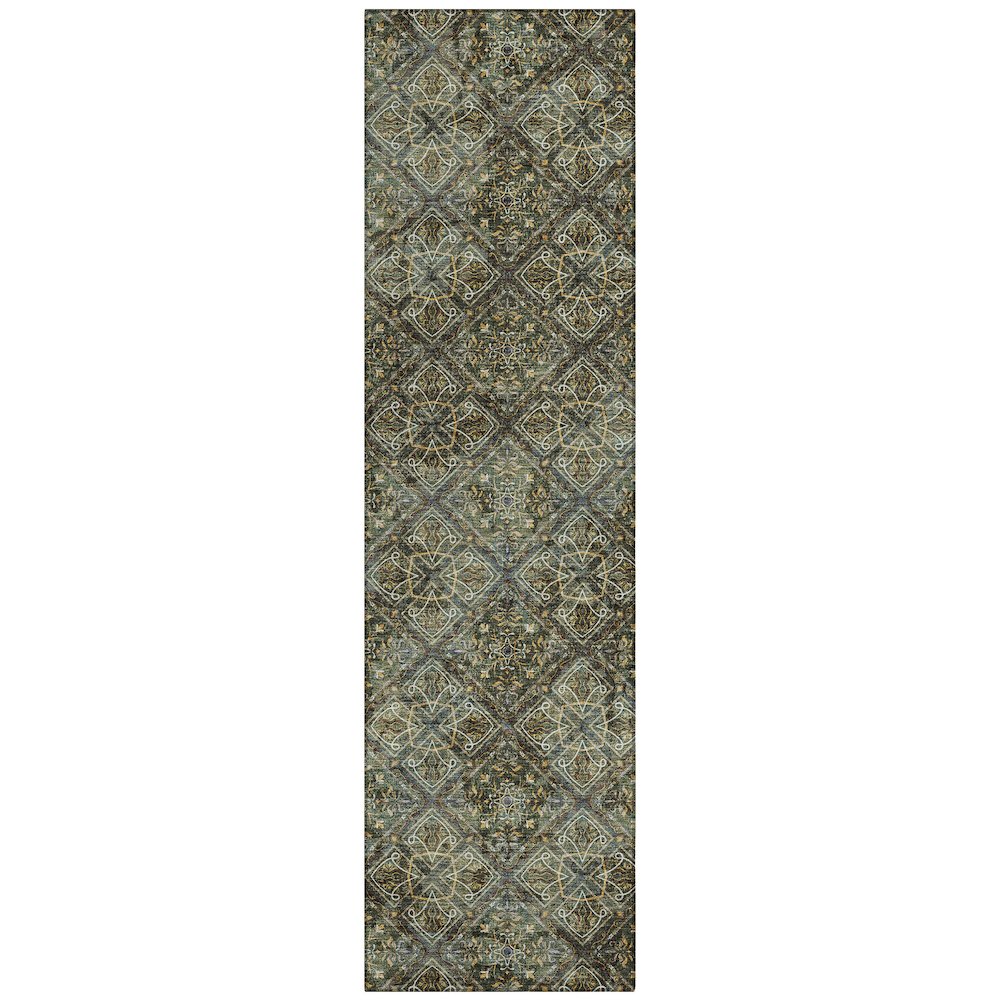 Machine Washable Indoor/Outdoor Chantille ACN2692 Green 2'3" x 7'6" Runner Rug. Picture 1