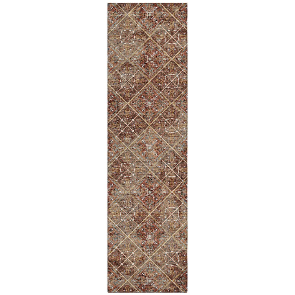 Machine Washable Indoor/Outdoor Chantille ACN2692 Orange 2'3" x 7'6" Runner Rug. Picture 1