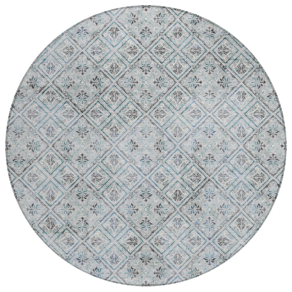 Machine Washable Indoor/Outdoor Chantille ACN2692 Gray 8' x 8' Round Rug. Picture 1