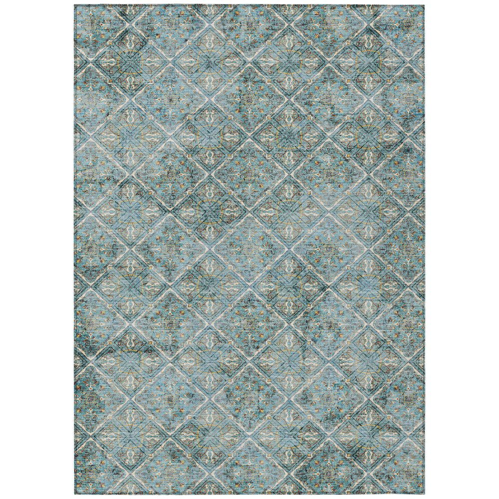 Machine Washable Indoor/Outdoor Chantille ACN2692 Teal 2'6" x 3'10" Rug. Picture 1
