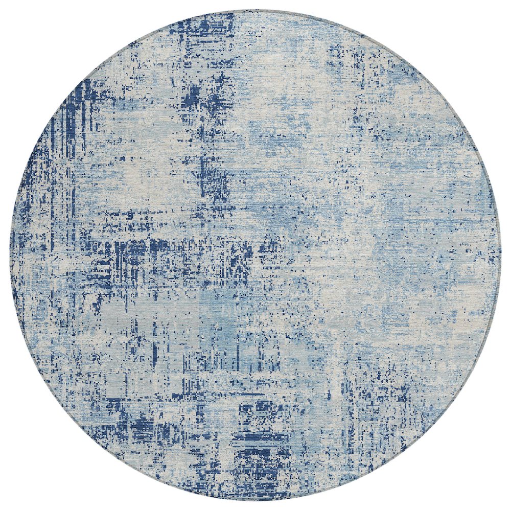 Machine Washable Indoor/Outdoor Chantille ACN2693 Blue 8' x 8' Round Rug. Picture 1